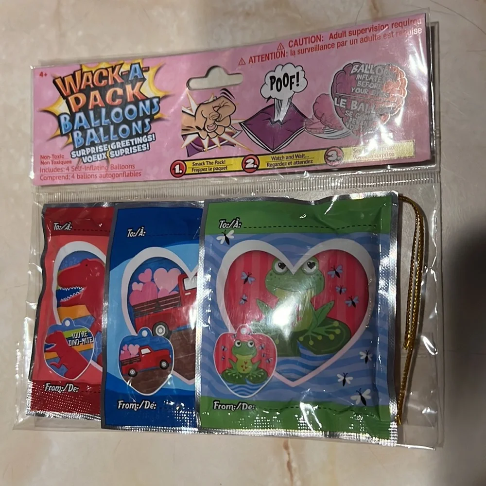 3 Wack-A-Pack Valentine's Day Balloons - Smack to Inflate - Surprise Greeting